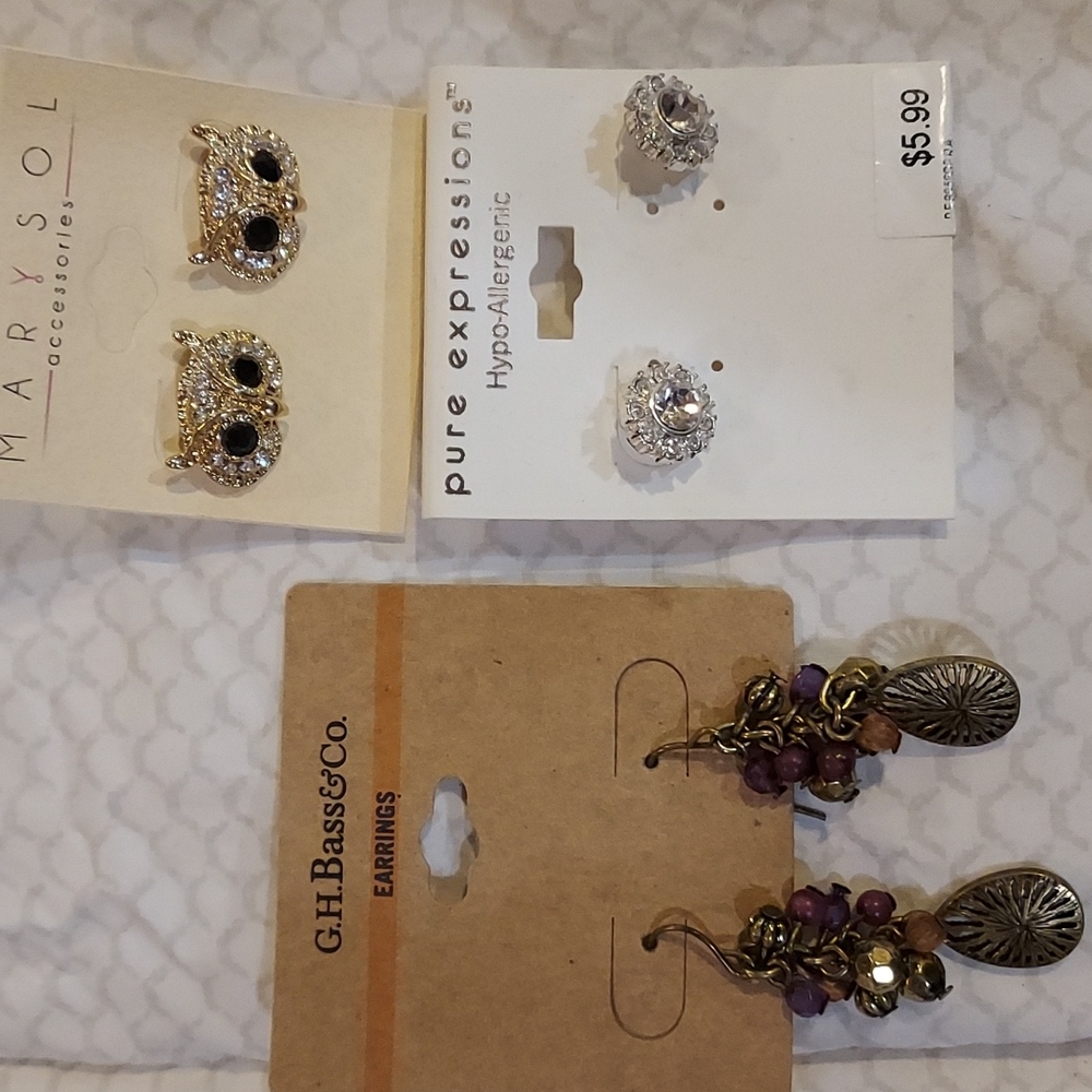 Three pairs of earrings